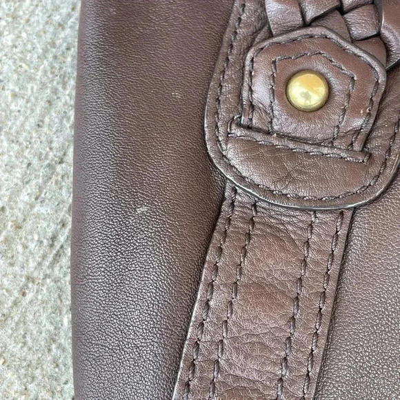 Banana Republic Genuine Leather Hobo Shoulder Tote Brown Y2K - Picture 3 of 7